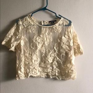 Lace yellow crop top